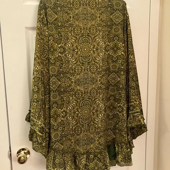 All About Audrey Venus Mini Wrap Dress in Coltrane Green Mandala XXL - Picture 4 of 4